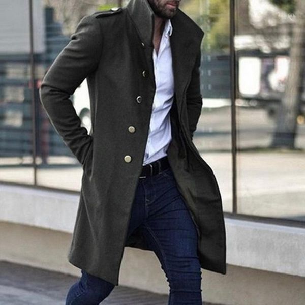 

single breasted business overcoat 2020 fashion men's trench coat winter warm solid long wool jacket male casual woolen outerwear1, Tan;black