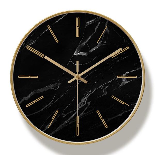 

wall clocks marble luxury clock fashion silent nordic gold round living room zegary na sciane stylish decor mm60wc