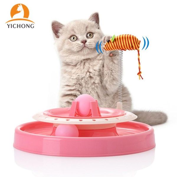 

cat toys yichong double turntable funny pet puzzle track spring mouse tease toy plate interactive yc185