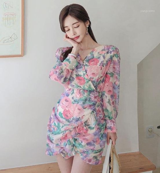 

autumn women floral dress lady mini flower dresses1, Black;gray