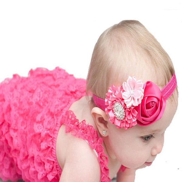 

baby girls rhinestone flower headbands newborn hairbands infant headwear headdress toddler kids hair accessories p props1, Slivery;white