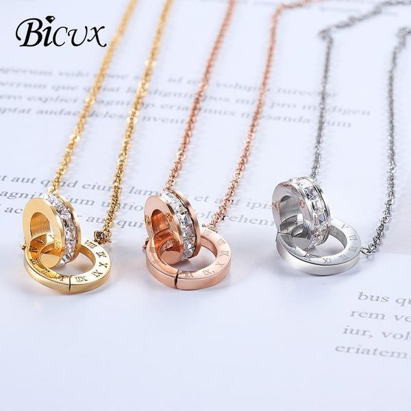 

bicux vintage roman numeral crystal pendant necklaces for women fashion korean geometric link chain necklace ethnic jewelry gift1, Silver