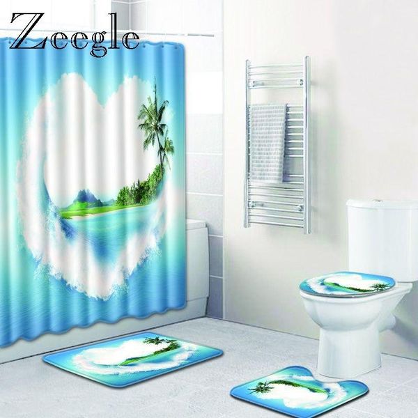 

bath mats zeegle 4pcs microfiber mat and shower curtain set bathroom foot pad toilet decor seat cover accessories