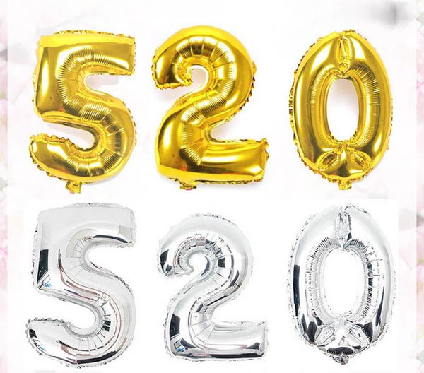 

silver number foil balloons digit 32inch gold air ballons happy birthday wedding decoration letter balloon event party supplies