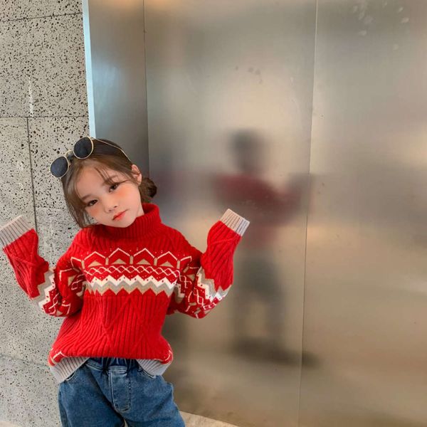 

children's men's 2020 new winter wear and women's christmas high collar baby's thickened sweater qlfn, Blue