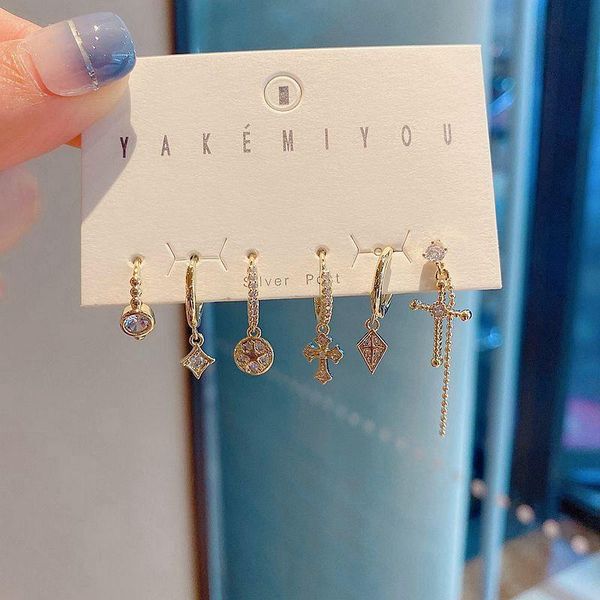 

смешанные стили cz crystal drop серьги серьги gold color cubic zirconia cross change серьги женщины подарочные украшения, Silver