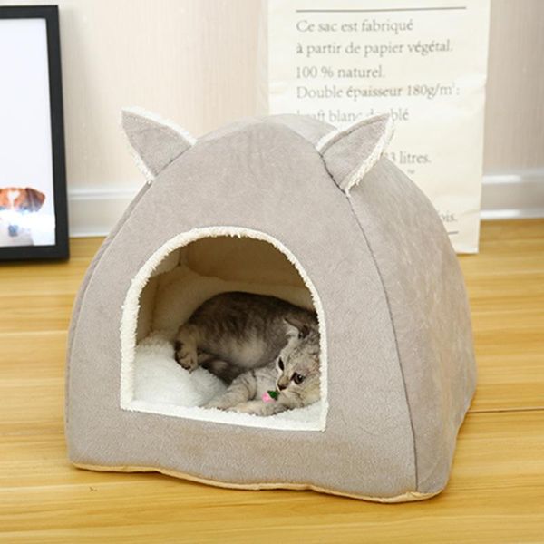 

cat beds & furniture pet bed indoor kitten house warm basket for cats mat dogs nest collapsible cave sleeping mats winter drop