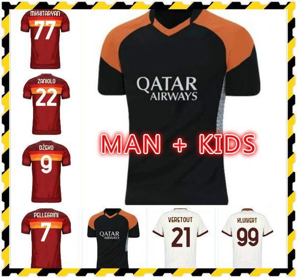 

new 2020 2021 dzeko perotti pastore kolarov kluivert soccer jerseys totti jersey 20 21 football kit shirt de rossi jesus as maillot de foot, Black;yellow