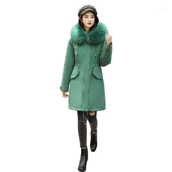 

lamb wool lining fur coat women hooded bakery oversize winter down coat thick warm jacket cotton padded wadded parkas big pocket1, Black