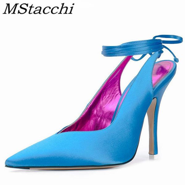 

mstacchi 2020 summer woman sandals baotou lace-up rome high heel shoes fashion silk pointed toe party sandals woman formal shoes q1204, Black
