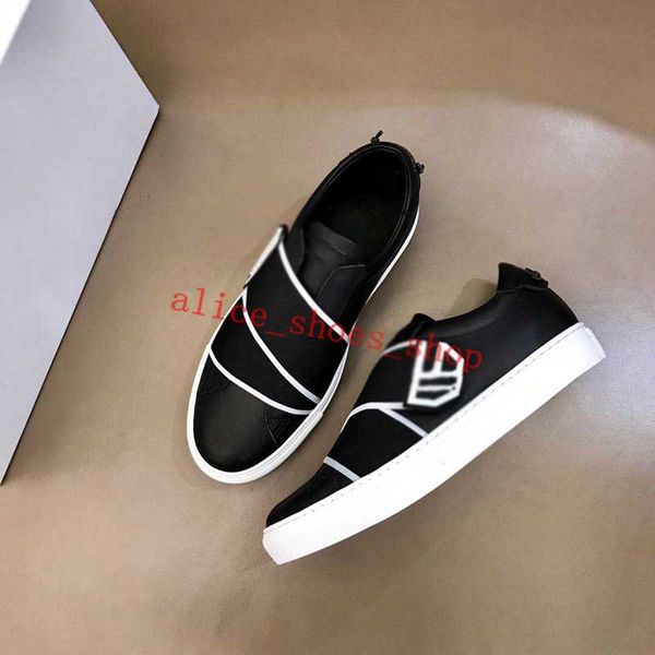 

men's designer shoes with round head smooth leather fashion stripe crossover design men's sneakers size 38-45, Black