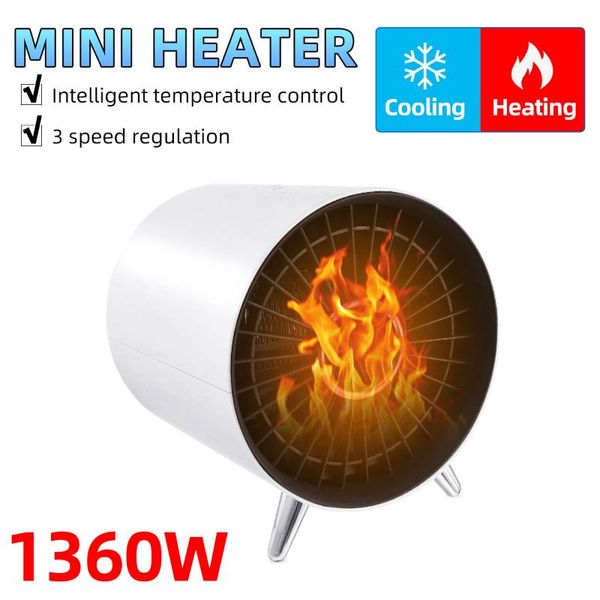 

smart electric heaters 2 in1 three speed mini portable heater 1360w 220v 50hz deskwarm air fan cooling intelligence