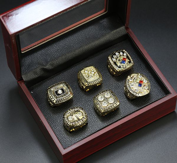 

2020 wholesale 1974 1975 1978 1979 2005 2008 championship ring rings set superbowl fashion champion ring fan gift wholesale drop shipping, Silver