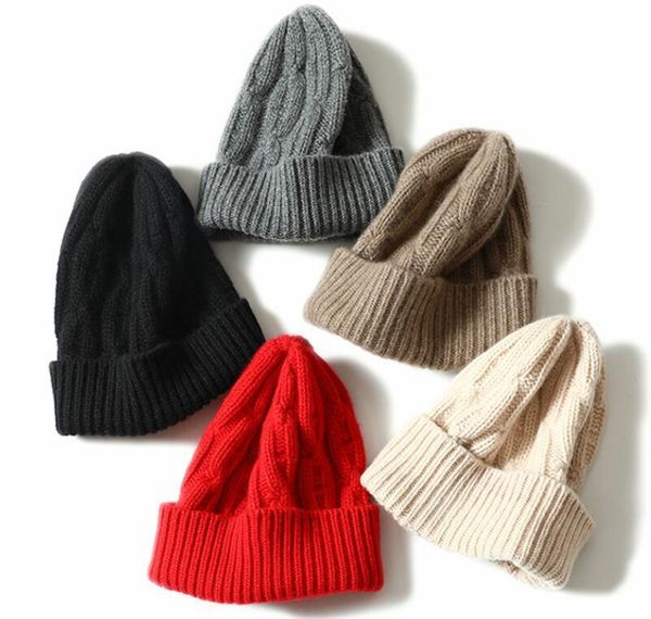 

beanies 100% cashmere hat women black pure knitted cap red natural fabric soft warm hats men