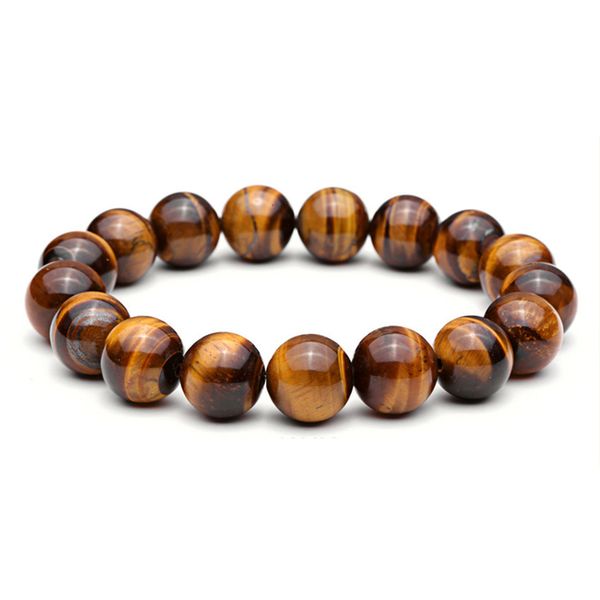 

bracelet tiger eye 12mm men's mature charm bead wrist ornament, Black