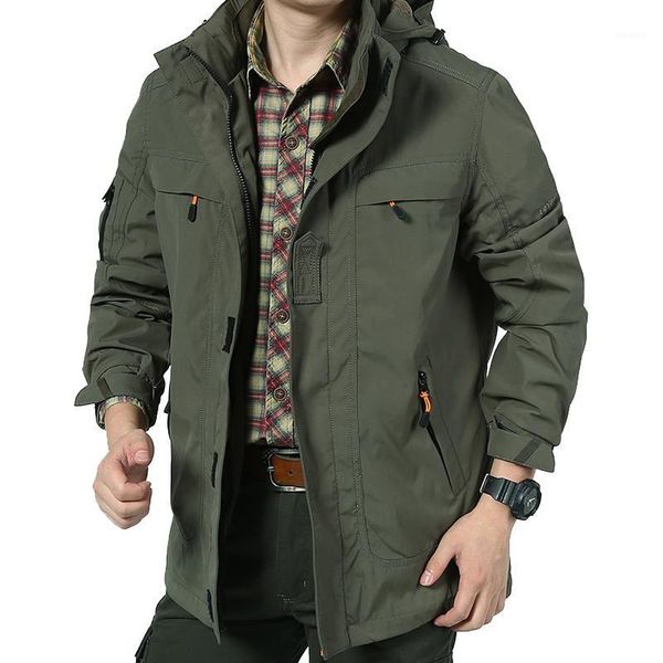 

autumn men's loose coat men's jacket large multi bag work clothes black solid color streetwear outdoors gg50jk1, Black;brown