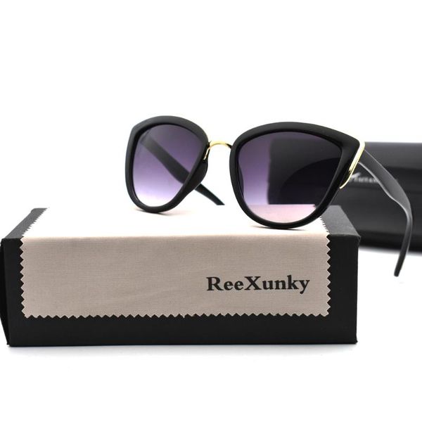 

sunglasses fashion vintage women cat eye sunglass retro sun glasses female black mirror shade for womens with eyewear bag, White;black