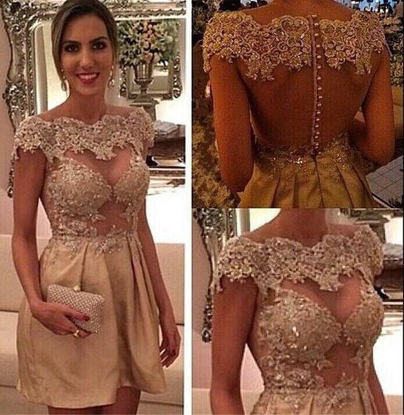 

real picture short min cocktail party dresses for girls cap sleeves arabic homecoming dresses with lace p17, Black