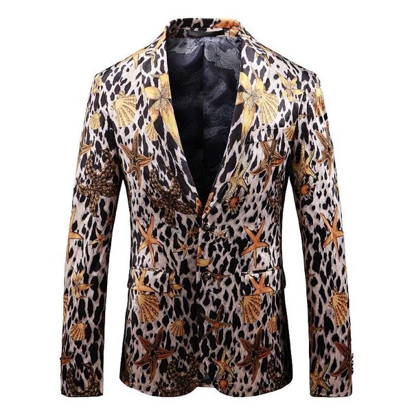 

men's suits & blazers erkek ropa para hombre moda designer blazer men vintage masculino leopard print stylish stage costume club outfit, White;black