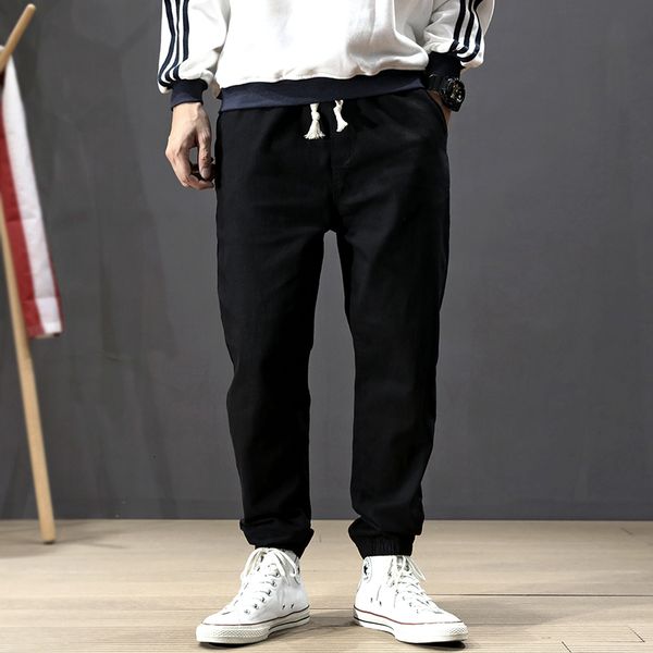 

2021 new japanese style vintage fashion men jeans loose fit casual cargo pants homme streetwear spliced designer hip hop joggers trousers 3i, Blue