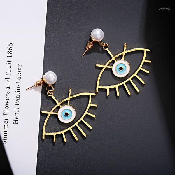

vintage punk evil eye ladies earrings boho jewelry gold earrings for women imitation pearl female1, Silver