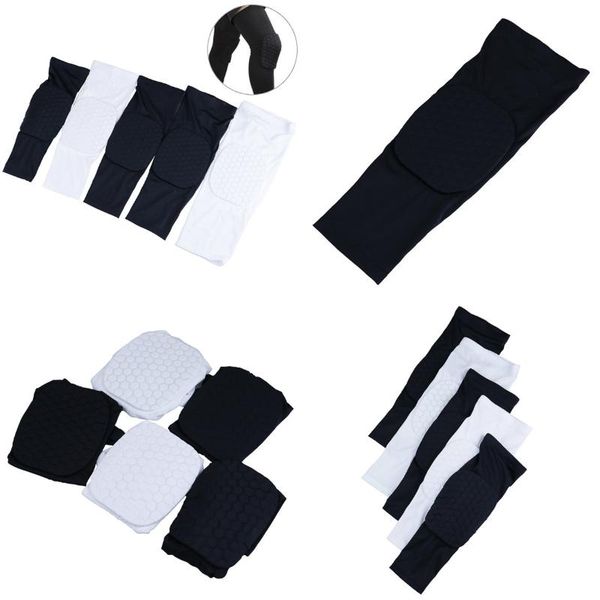 

1pcs honeycomb basketball knee pads leg sleeves cellular football volleyball soccer kneepad calf support ski cycling leg warmer, Black;gray