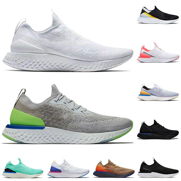 

epic react fly knit men women running shoes trainers breathable tennis all white black blue purple grey volt sport sneakers