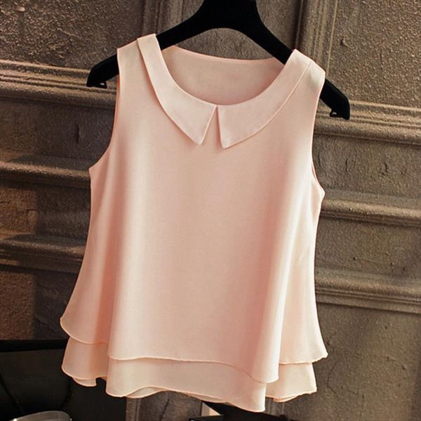 

xuxi 2020 spring summer womens gauze shirt womens shirt beach holiday sleeveless round neck fz0691, White