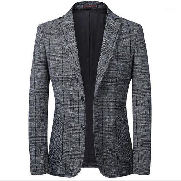 

2020 new men autumn winter blazer jacket fashion casual grid suit men slim fit costume homme wedding dress suit1, White;black
