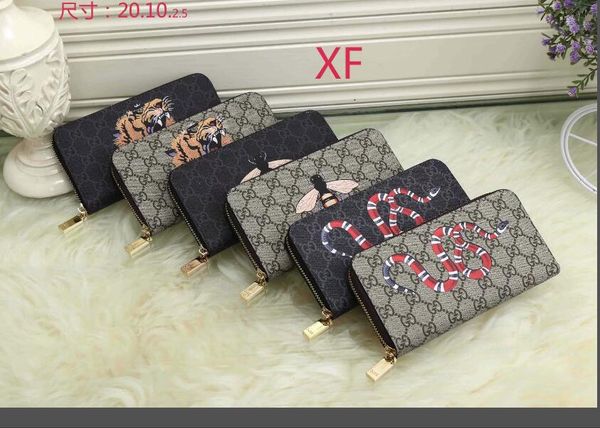 

men animal long wallet leather black snake tiger bee wallets women long style purse wallet card holders with cards gift box, Red;black
