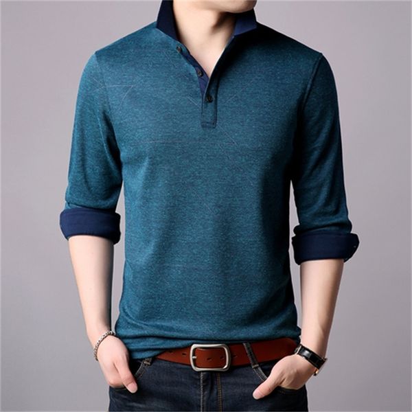 

2021 new shirt in occasional intelligent manner men polo long sleeve shirts, thin fit , men's clothes pdvi, White;black