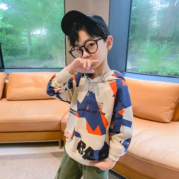 

2021 sweater boy's korean hooded spring and autumn pullover, Black