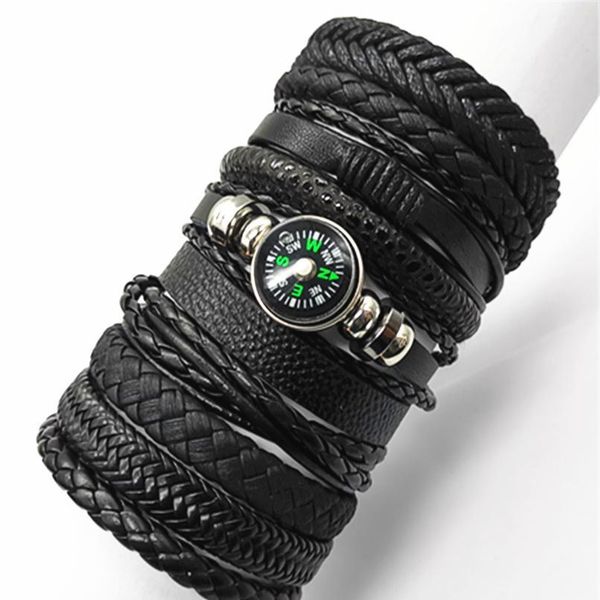 

men black bracelets 10pcs/set wrap woven fashion handmade men bracelets women leather bracelet men bangle wholesale jewe qylzvh, Golden;silver