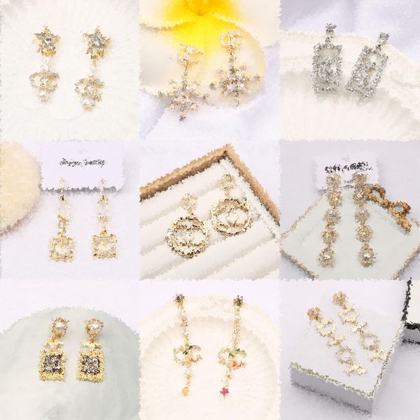 

brand designers letters stud earrings geometric luxury brand women rhinestone pearl hoop earring 18k gold plated dangle for wedding party je, Silver