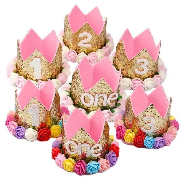 

qifu baby душ первый день рождения девушка партия принцесса корона 1-й день рождения декор новорожденного декор 1 декор 1 день рождения cret