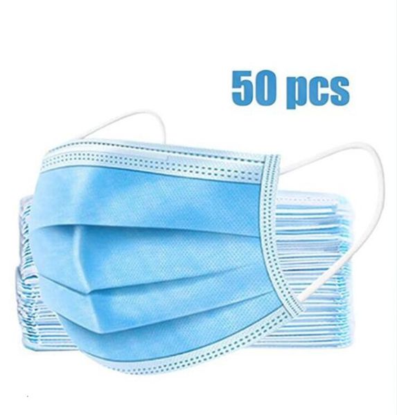 

facial 50 pcs blue earloop face mouth masks non woven disposable anti-dust marks protective maskt4i5