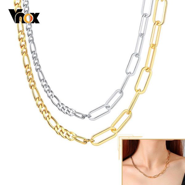 

ожерелья цепи vnox для женщин, прямоугольник rolo paper clip clince цепочка, фигаро цепи ожерелье, минималистская базовая шикарная девушка у, Silver