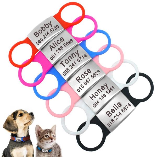 

stainless steel pet id tags personalized for small dogs cats custom engraved dog nameplate tags no noise dog collar acc sqcevh