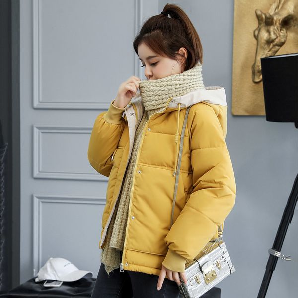 

2021 newwomen's winter jacket short style hooded female cold coat collar plus size thicken woman uqgk, Black