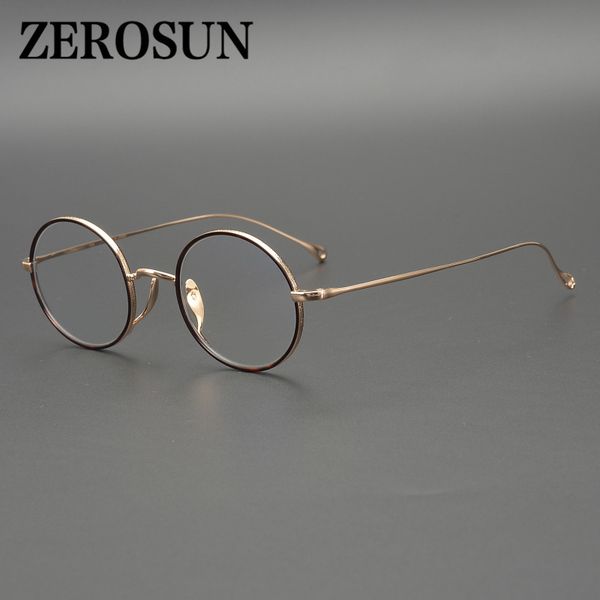 

zerosun titanium eyeglasses мужчины маленькие круглые очки кадр человек винтаж ботаник очки очки для оптического фотохромного анти