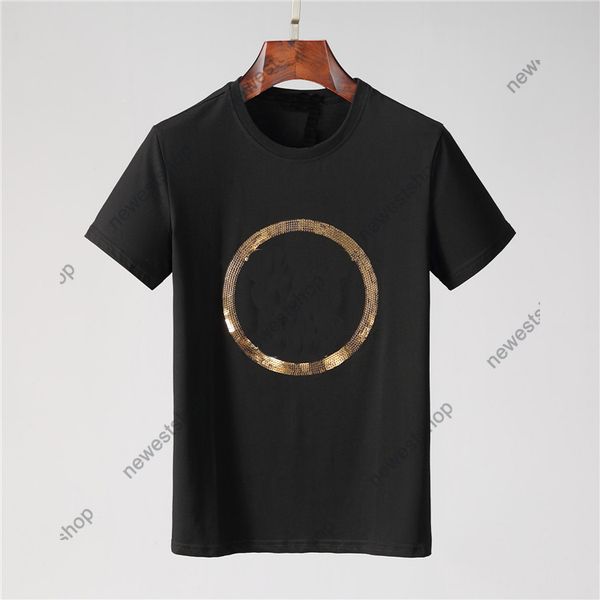 

2021 summer mens t shirts designer men embroidery sequins circle big letter print t shirt women luxury tshirt dress tee, White;black