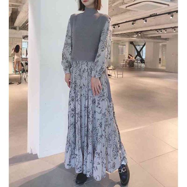 

women's two piece pants japanese autumn winter elegant set sweet knitted pullover sweater vests + printed long dresses female women pie, White