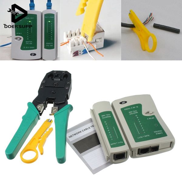 1PC Cable Crimper RJ45 RJ11 RJ12 CAT5 LAN Network Tool Kit Cable Tester Stripper Piegatore Pinza Top Quality Y200321