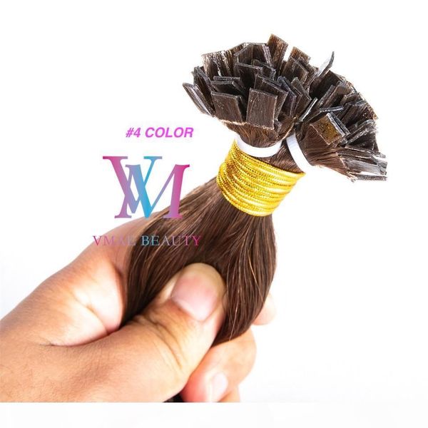 

vmae double drawn european virgin remy flat tip human hair extensions keratin fusion 1g stand 100g silk straight pre-bonded blond golden, Black