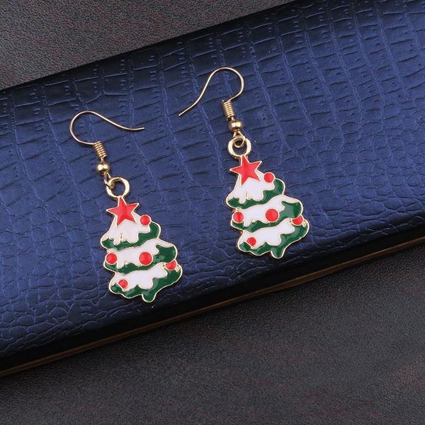 

dangle & chandelier cute enamel christmas tree gift earrings drop decoration jewelry for women girls teens ornaments accessories, Silver