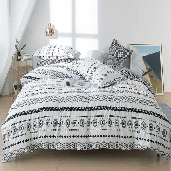 

bedding sets 2/3pcs cotton stripes duvet cover simple set with pillowcases twin full  king size quilt bedclothes