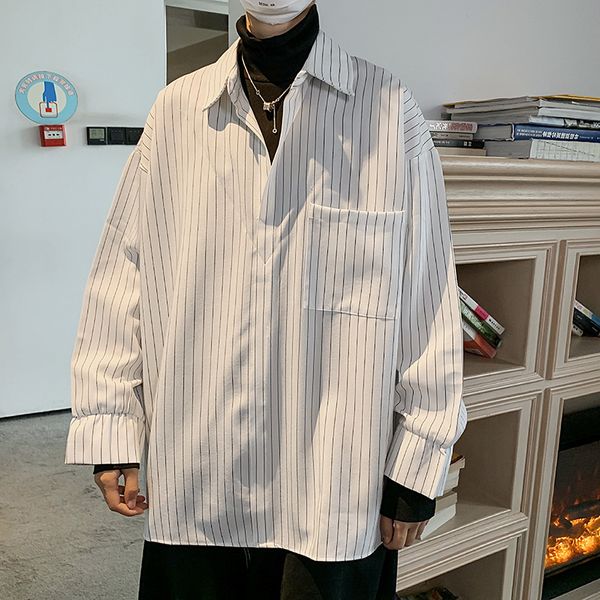 

spring and autumn ins tide brand fake two stripe shirt for men and women, Black