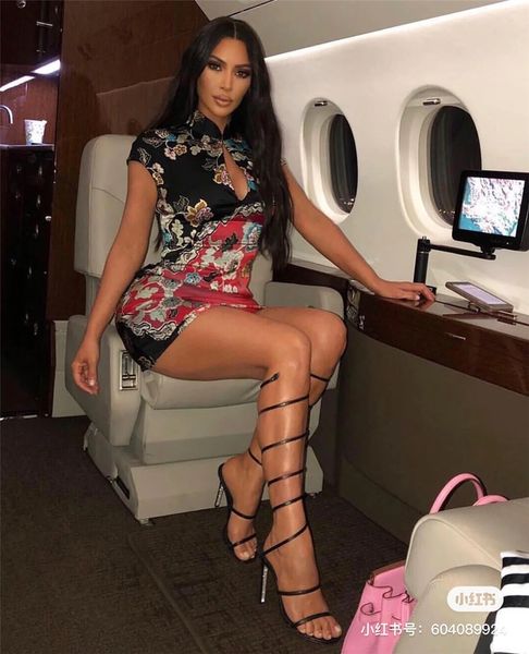 

wholesale summer women high heels sandals woman heels shoes denim embroiderwomen wees sandals zapatos mujer blue c02#6774344, Black
