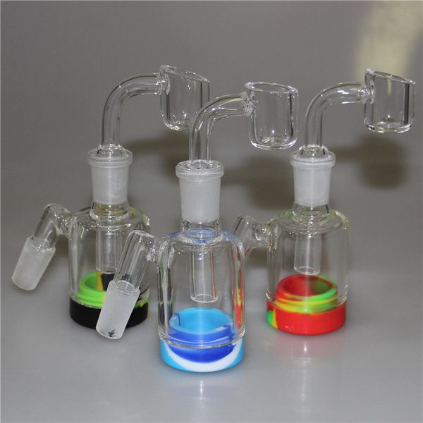 Narghilè Mini Glass Ash Catcher con contenitore in silicone da 7 ml banger al quarzo per bong in vetro pipa ad acqua oil rig acchiappacenere accessori per fumatori