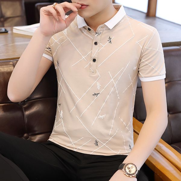 

2020 new cotton summer men's short-sleeved lapel stand collar korean casual fashion trend polo shirt men, White;black
